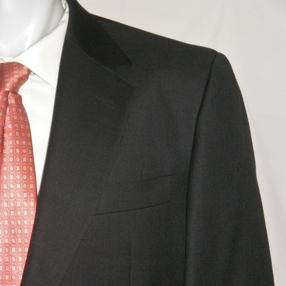C&C Collection Corneliani Solid Charcoal Vintage Two Button Suit 42R